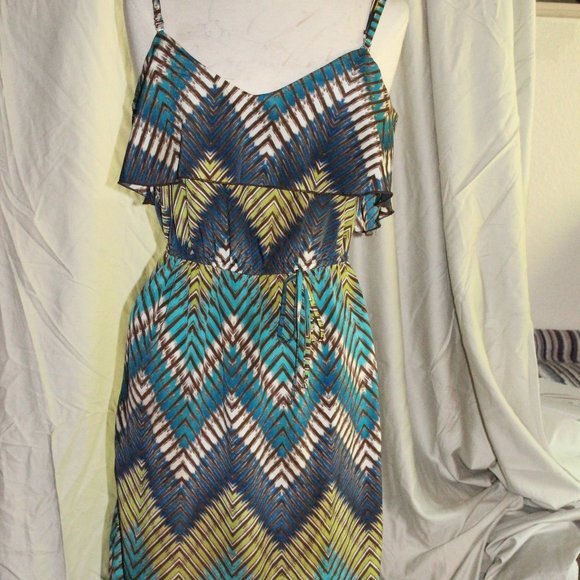 Maxi Dress Blue and Green szM - Picture 1 of 5